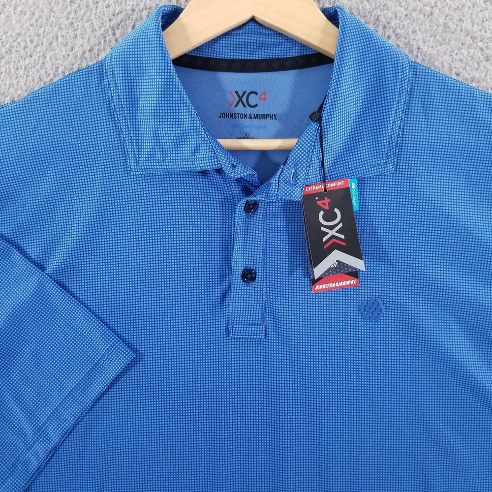 Johnston & Murphy Polo Shirt Men XL Blue XC4 Performance CoolDegree Golf Stretch